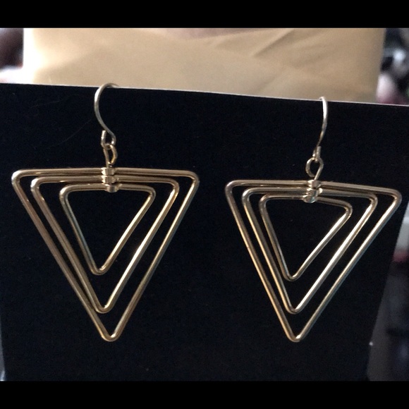 Gold Floating Triangle Earrings W/Gift Bag - Picture 2 of 6